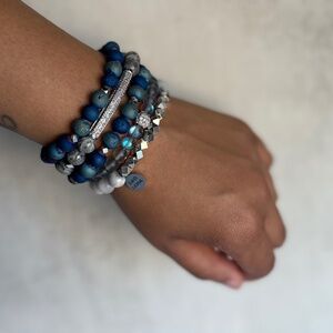 Teal & Blue Druzy Beaded Bracelet Stack